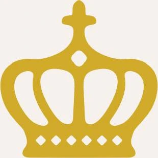 The image shows a simple, stylized yellow crown with rounded edges and small diamond shapes at the bottom.