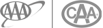 The image shows two logos: one is "AAA" with an oval, and the other is "CAA" with an oval.