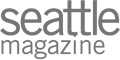 The image displays the logo for "Seattle Magazine" in gray text on a transparent background.